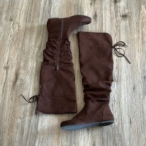 Bamboo Brown Suede Boots Women Size 6